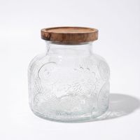 Contenedor Canister Frasco para Alimentos de Vidrio Labrado con Tapa de Bambú Importado 1200 ml