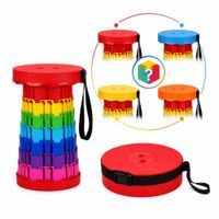 Banco Plegable Retráctil Portátil Multiusos para Camping Pesca Viajes Color Aleatorio