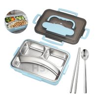 Tupper De Acero Inoxidable Con Cuchara Y Dos Palitos Compartimentados
