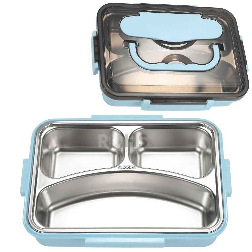 Tupper De Acero Inoxidable Con Cuchara Y Dos Palitos Compartimentados