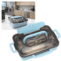 Tupper De Acero Inoxidable Con Dos Palitos Compartimentados Y Cuchara