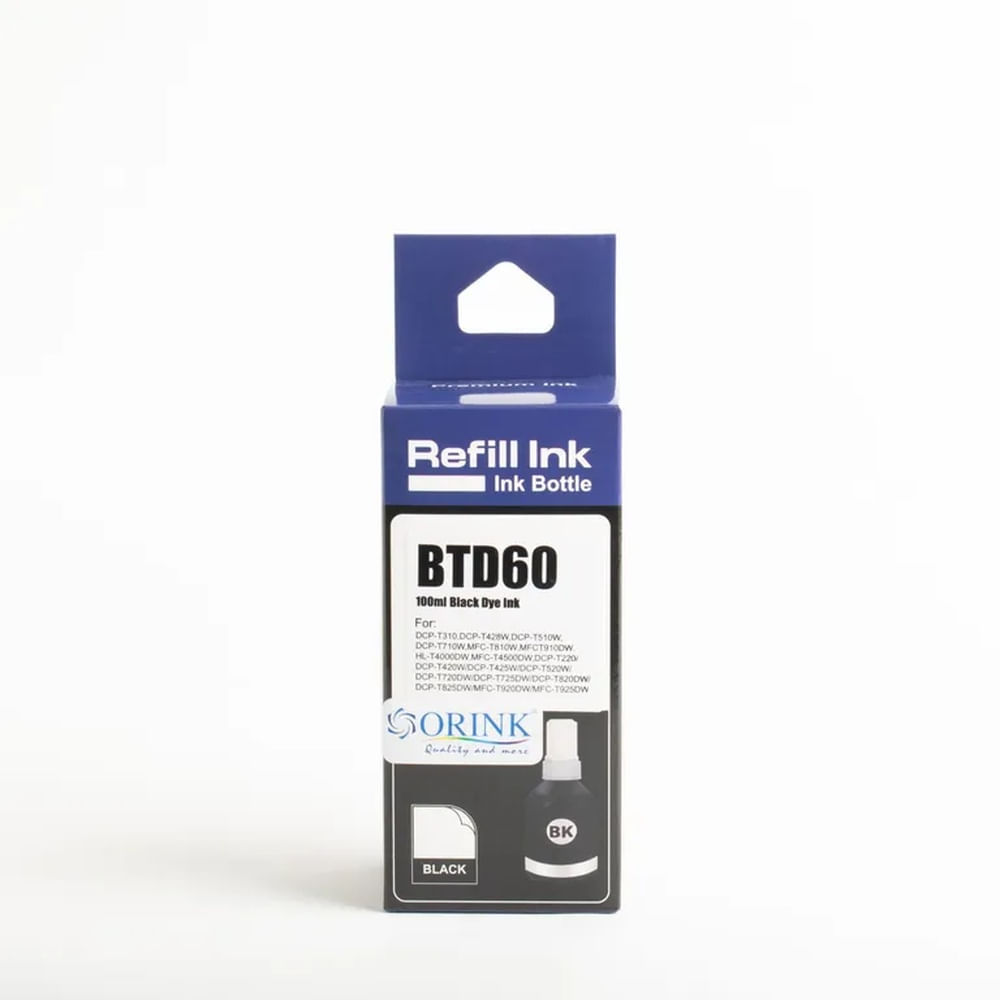 Tinta Compatible Orink BTD60 Negro Black 100 ml