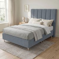 Cama Box Tarima Essenza + Cabecera Malva Queen - Gris Claro