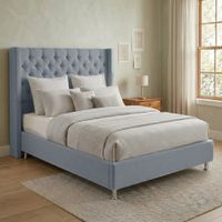Cama Box Tarima Essenza + Cabecera Nordic 2 Plazas - Gris Claro