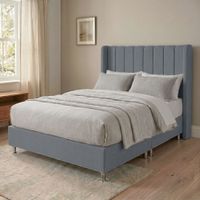 Cama Box Tarima Essenza + Cabecera Duna King - Gris Claro