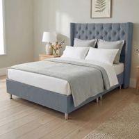 Cama Box Tarima Essenza + Cabecera Nordic King - Gris Claro