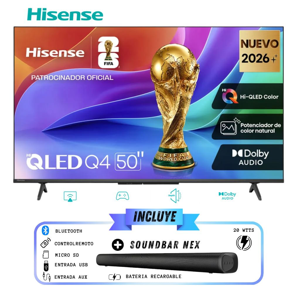 Televisor Hisense QLED 50 Full HD Smart Tv 50Q4SV -  Soundbar Nex