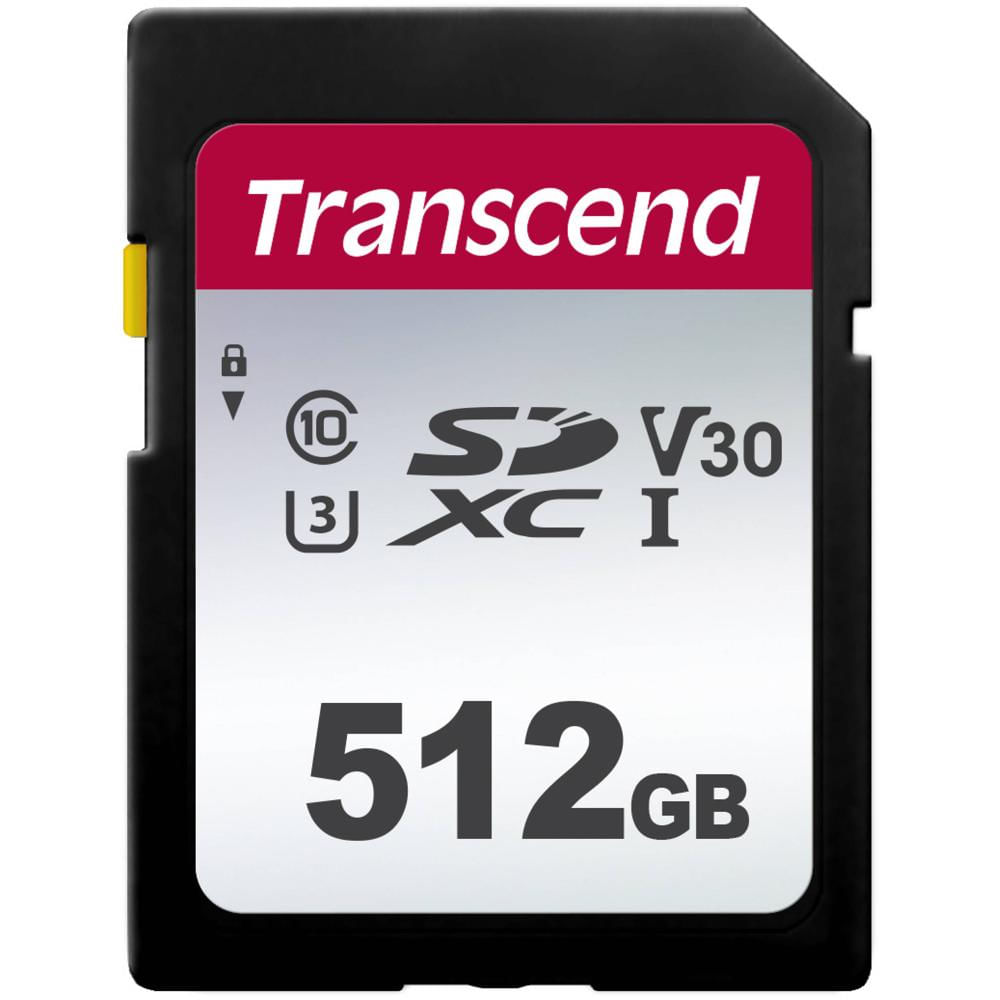 Transcend Tarjeta de Memoria SDXC 512GB 300S UHS-I V30 - Velocidad de Lectura 100 MB/s, Ve