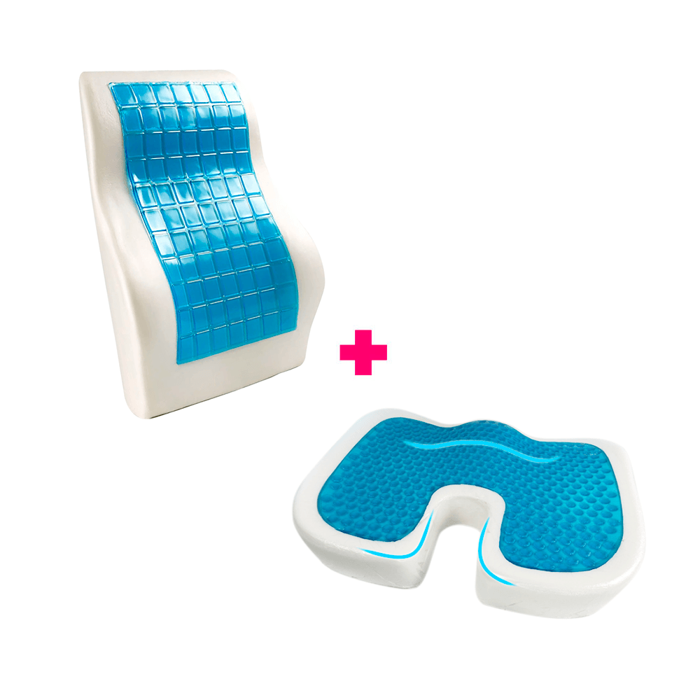 Cojin para Asiento más Respaldar Lumbar Material Memory Foam con Gel Tech