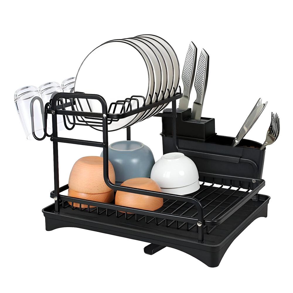 Escurridor De Platos De 2 Niveles De Aluminio Modelo 421 Negro  184NE01