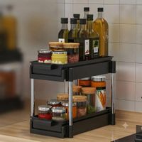Organizador Multiuso de 2 Niveles Corredizo Negro  562NE01