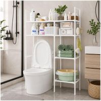 Estante Organizador Multiusos para Inodoro Baño 4 Niveles 2 Cuerpos 138x81x25cm Blanco