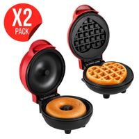 Pack X2 Máquina Para Dona Y Waffle De Corazón Antiadherente Eléctrica