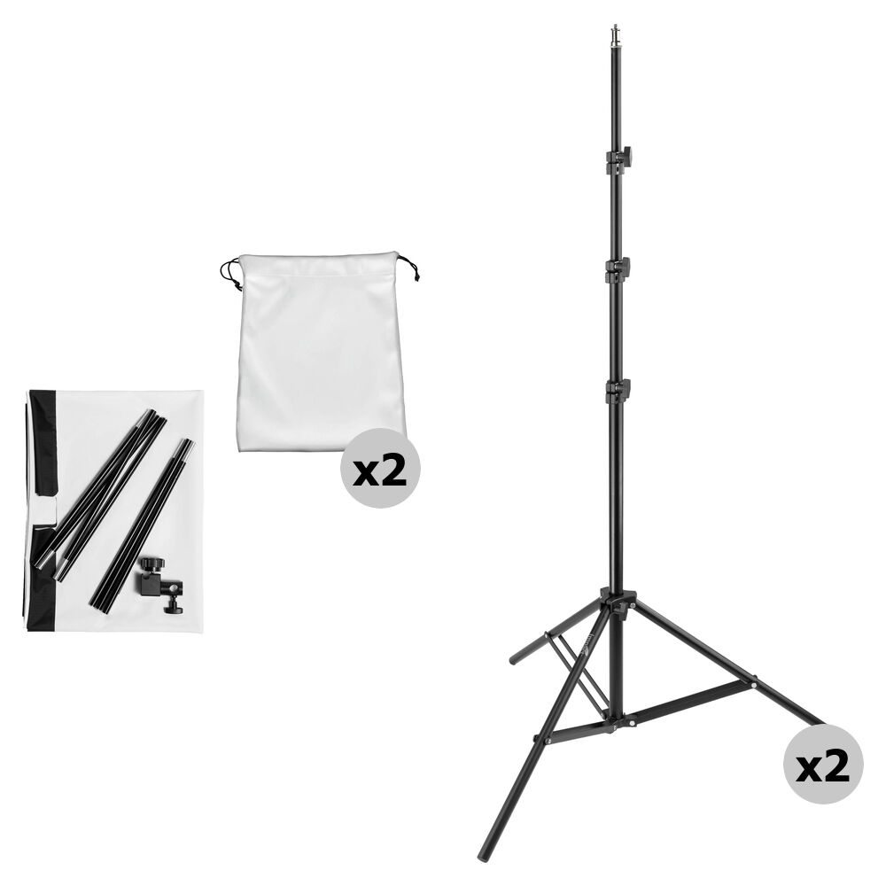 LavaCart Kit de Banderas Duales 4x8' con Soportes de Luz (2-Pack) - Reversible Negro/Blanc