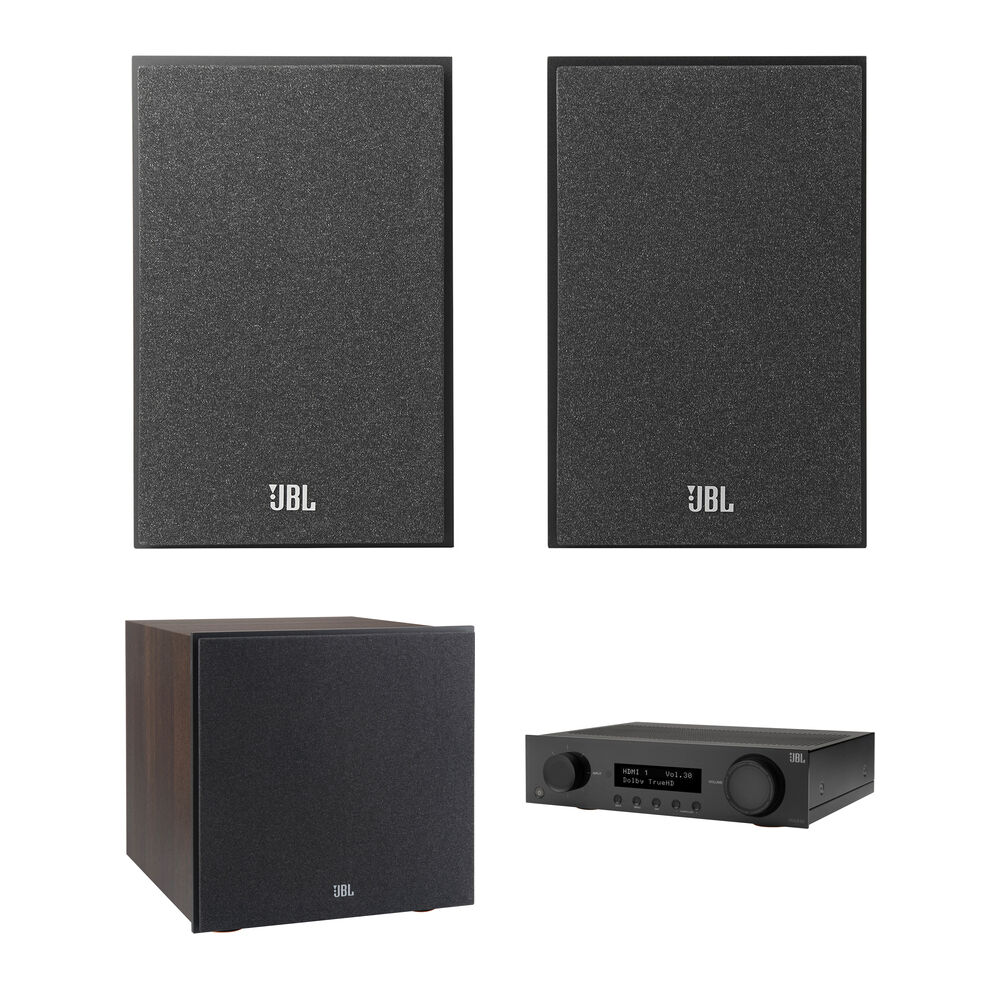 JBL MA310 Receptor A/V 5.2 Canales con Kit de Altavoces Bookshelf Stage 240B y Subwoofer S