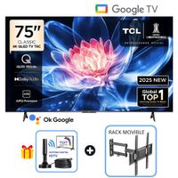 Televisor TCL QLED 75 UHD 4K Smart TV GOOGLE 75T6C - RACK MOVIBLE