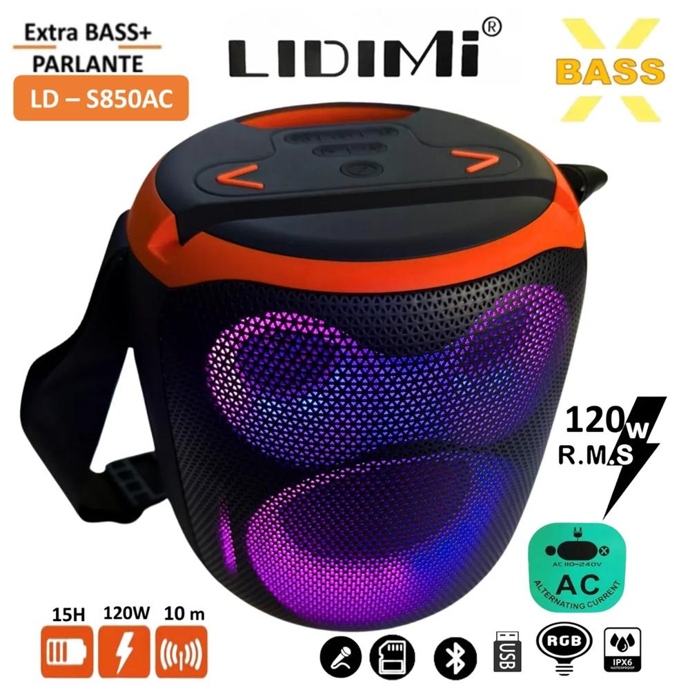 Parlante Bluetooth Lidimi LD-S850AC 120W EXTRA BASS con Luces RGB
