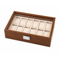 Caja Organizadora 12 Relojes Madera Multifuncional Moderno Tapa vidrio K770