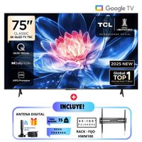 Televisor TCL QLED 75 UHD 4K Smart TV GOOGLE 75T6C - RACK FIJO