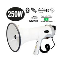 Megáfono Recargable 250W con Sistema de Grabación, Sirena, Bluetooth y USB BT-MF250 BATBLACK