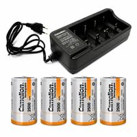 Kit Cargador Para Pilas Recargables AA AAA C D 9V Con 4 Pilas Tipo D 2500mAh