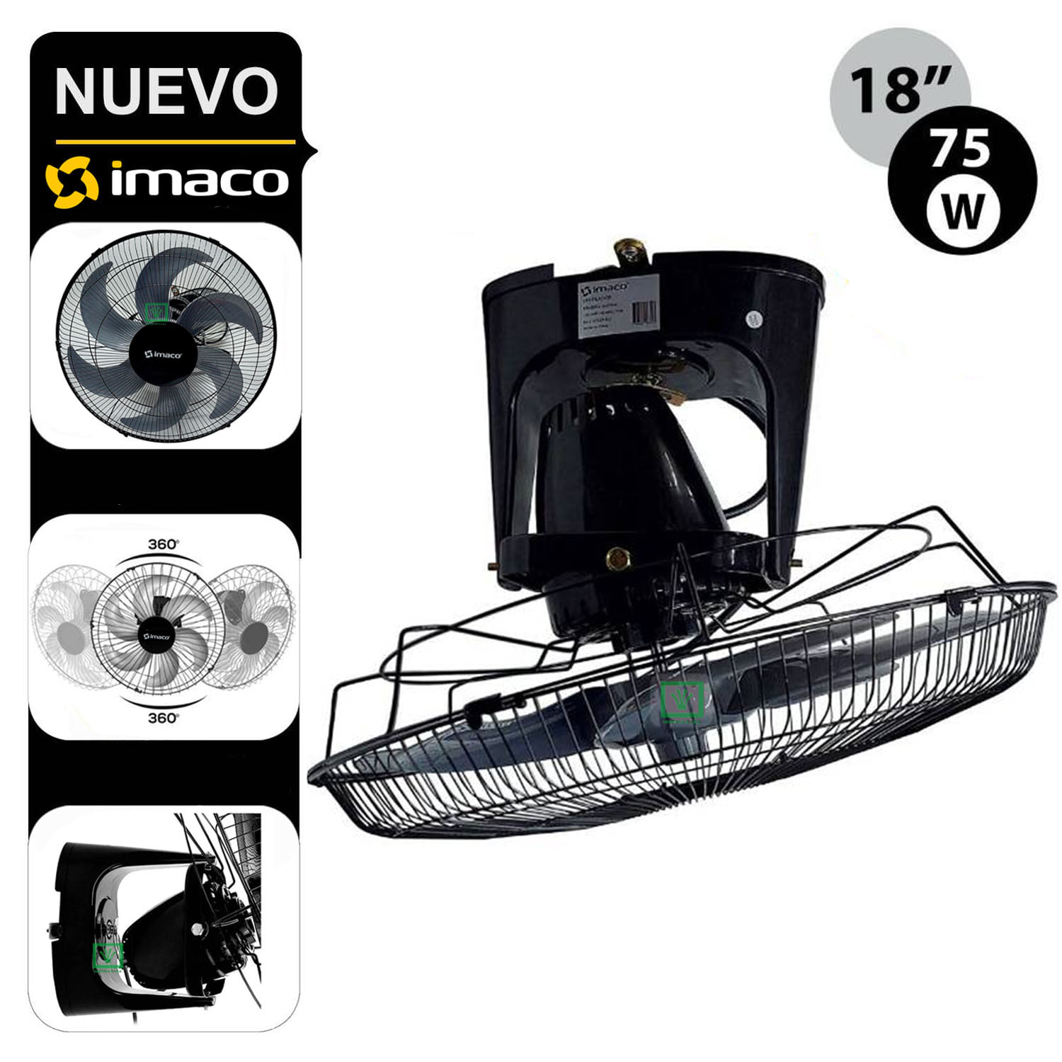 Ventilador de Techo Orbital 360 - Imaco OCF7919 Negro