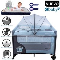 Cuna Corral Ebaby Con Cambiador Happy Dream Celeste y Colchón