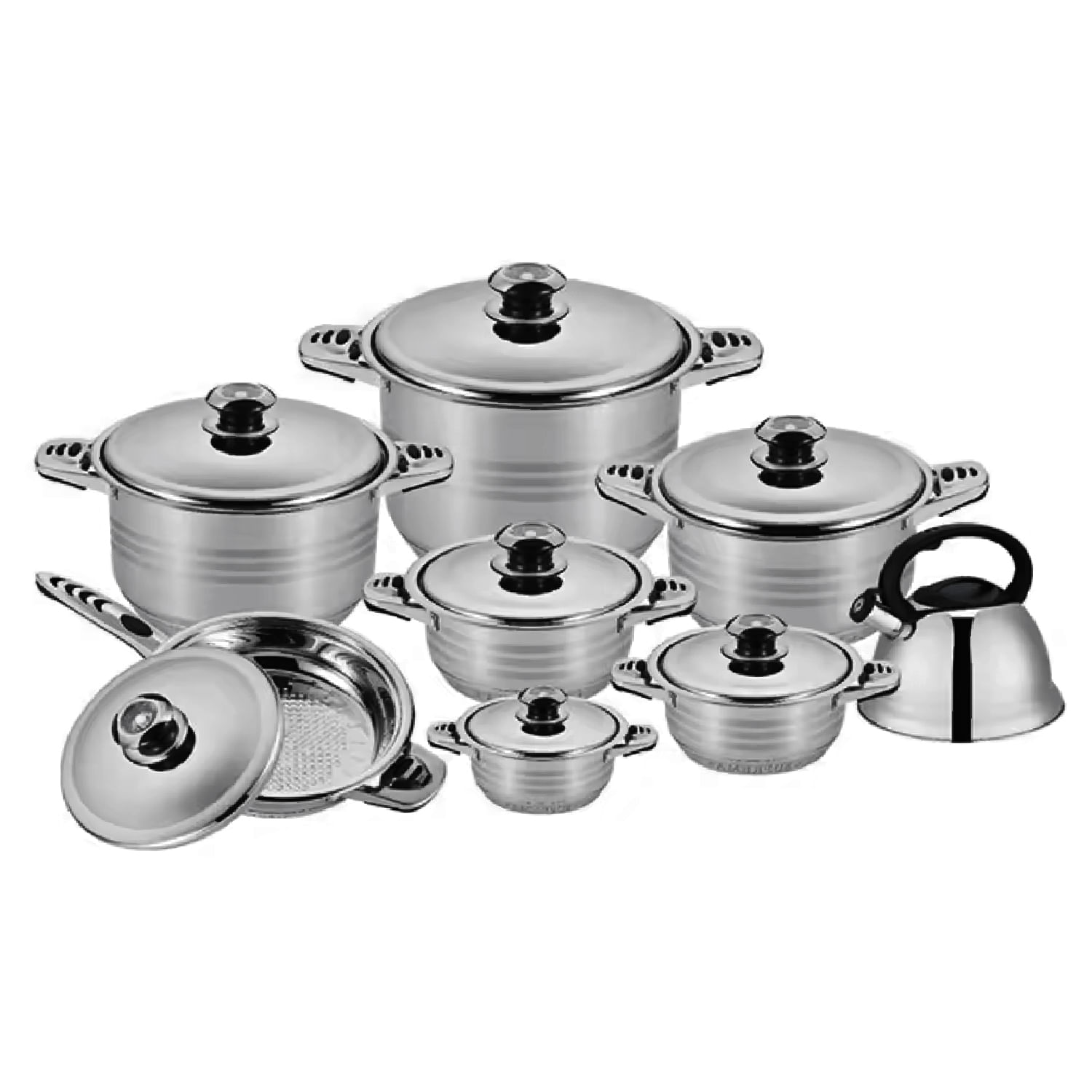 Set de Ollas Gourmet SUPREMA 16 Piezas Acero Garantizado SP-W0668-16PC