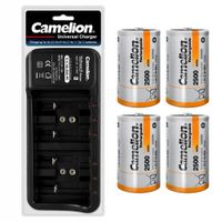 Cargador Universal Para Pilas AA AAA C D 9V Con 4 Pilas Recargables C 2500mAh Camelion