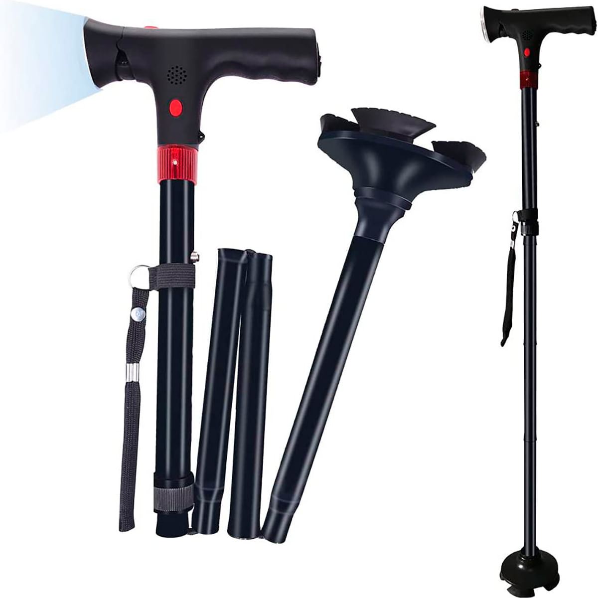 Baston Plegable con Linterna y Alarma