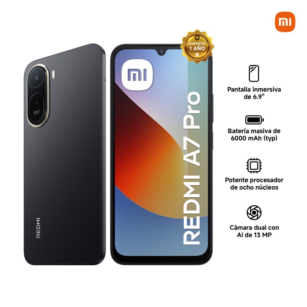 Celular Xiaomi Redmi A7 Pro 128GB 4GB RAM cámara 13MP negro