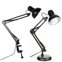 Lampara de Mesa 2 en 1 Metálica con Brazo Flexible Graduable Negra E27