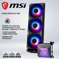 SISTEMA DE ENFRIAMIENTO MSI CORELIQUID A15 360 ARGB BLACK