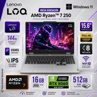 Laptop Gamer Lenovo LOQ 15AHP10 Ryzen 7 250 16GB RAM 512GB SSD RTX 5060 8GB 15.6 FHD IPS 83JG007PUS