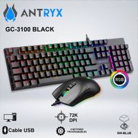 TECLADO GAMER MOUSE ANTRYX GC-3100 BLACK SW-BLUE RGB