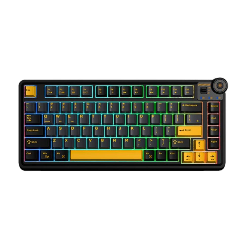 Teclado Aula AU75 Wireless 75% Switch Mechanical - Black/Yellow