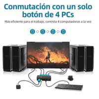 KVM SWITCH DE 4 PUERTOS HDMI 4k PARA 4 PC A 1 MONITOR HDMI