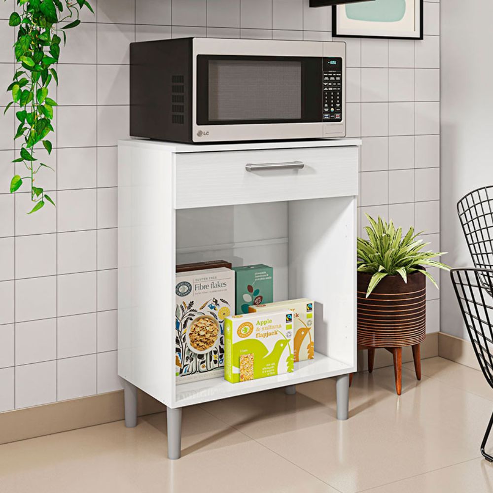 Mueble multiuso para microondas 1 Cajón MDP Blanco Kits Parana