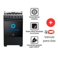 COCINA A GAS GLP INDURAMA 4 HORNILLAS GOYA NEGRO MAS Válvula para Gas
