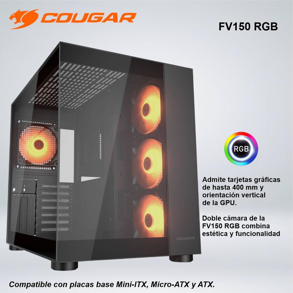 CASE MID TOWER COUGAR FV150 RGB DOBLE PANEL DE VIDRIO TEMPLADO BLACK