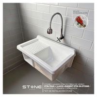 COMBO LAVARROPAS FIBRA DE VIDRIO STBL7040 + LLAVE LAURENT STW-04 STONE + DESAGÜE C/TRAMPA CORRUGADA