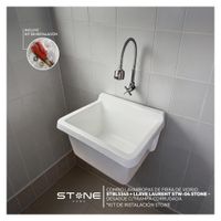 COMBO LAVARROPAS FIBRA DE VIDRIO STBL5344 + LLAVE LAURENT STW-04 STONE + DESAGÜE C/TRAMPA CORRUGADA