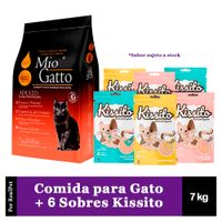 Comida Gato Esterilizado Mio Gatto 7 kg + Kissito 6 sobres