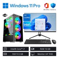Computadora PC Gamer Intel Core i7 4,00 GHz 16GB RAM 512GB SSD + Monitor 24"" FHD WiFi