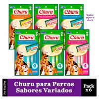 Snack Cremoso Perro Churu Sabores Variados 6 sobres x4 tubos