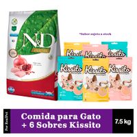 N&D Gato Castrado Pollo Granada 7.5kg + Kissito 6 sobres