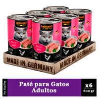 Pack x6 Paté para Gato Leonardo Quality Selection Ave 800 gr