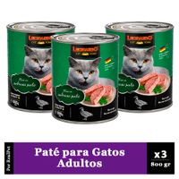 Pack x3 Paté para Gato Leonardo Quality Selection Pato 800gr