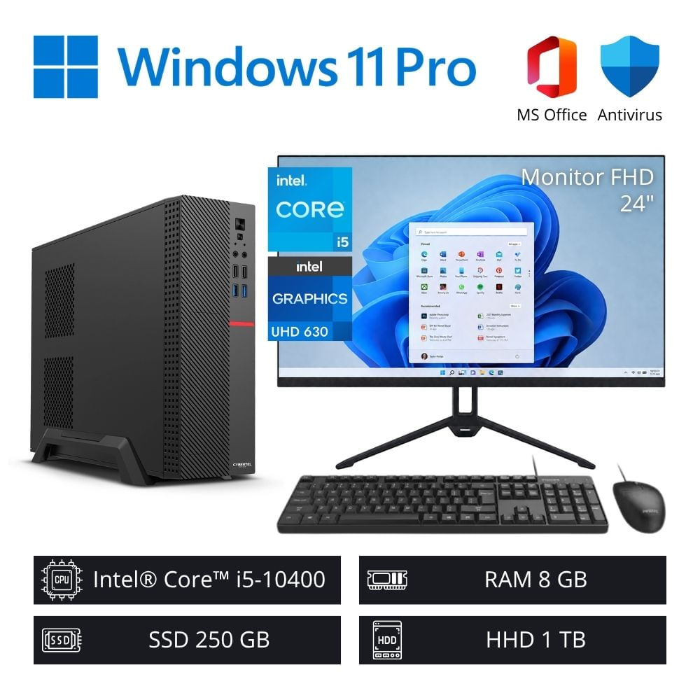 Computadora PC Intel Core i5 10ª Gen 4,30 GHz 8GB RAM 250GB SSD 1TB HDD + Monitor 24"" FHD