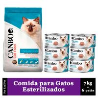 Comida Gato Adulto Esterilizado Canbo 7 kg + 6 Patés 85 gr